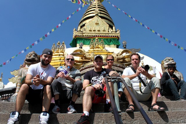 Marc, Jan, Fredrik, Kia och Niklas vid Monkey Temple, Kathmandu